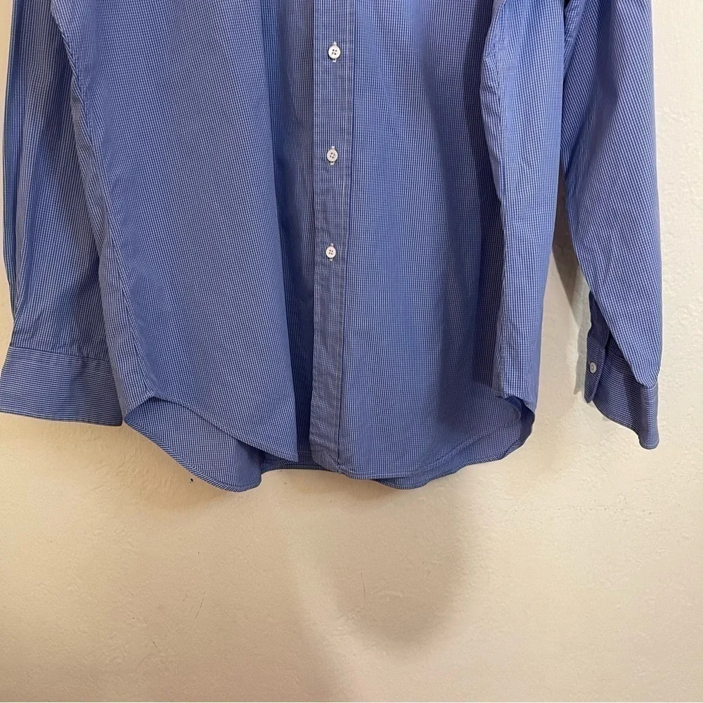 Polo Ralph Lauren Philip Two-Ply Cotton Men Button Down Shirt 17-35 Blue/White